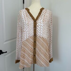 NWT Soft Surroundings Eliza Shirt Bronze Abstract Size Large with Knit Tank Boho